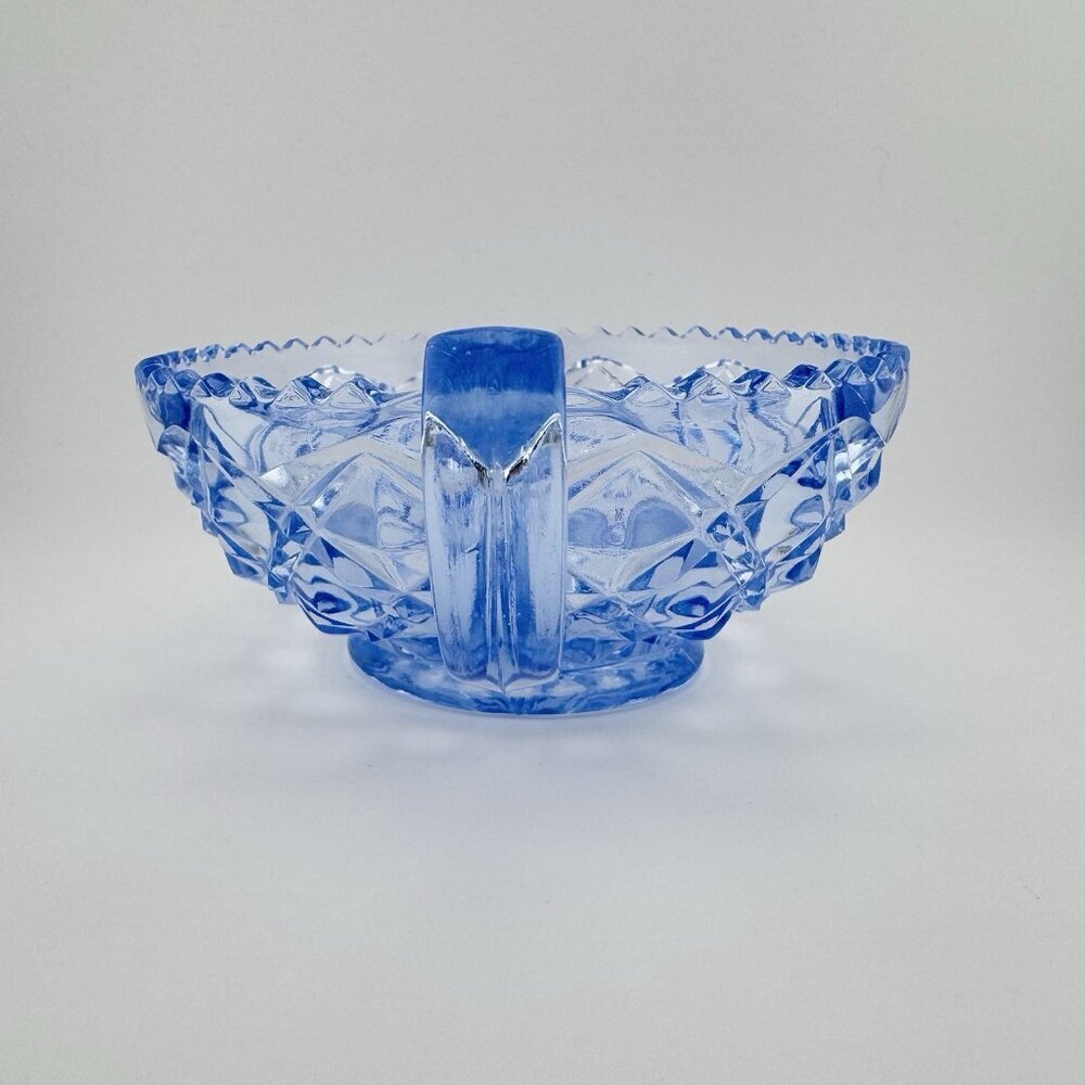 Imperial Glass Little Jewel Blue Depression Glass 4 1/2" handled bowl - Picture 5 of 9
